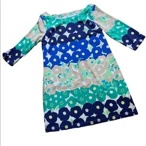 EUC Women’s Size Large Old Navy Green & Blue Floral 3/4 Sleeve Dress